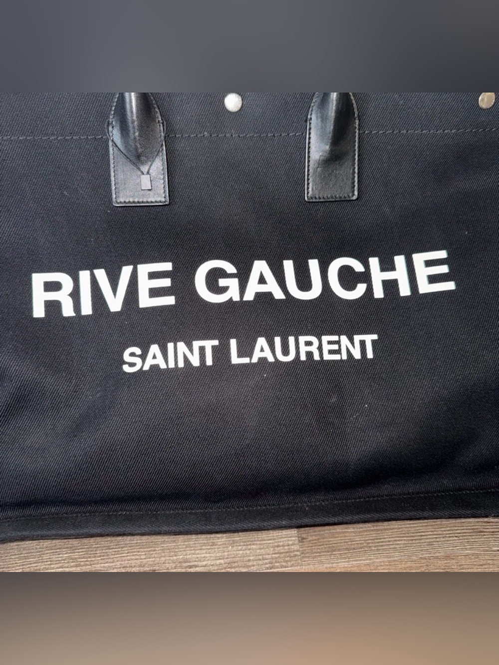 Authentic Saint Laurent Rive Gauche Tote - Black Canvas/Leather Trim - Picture 2 of 15